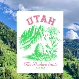 Carte Postale Utah vintage L'État de la ruche Montagne Sego Lily