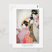 Carte Postale Utamaro Geishas avec Tipsy Client (Devant / Derrière)