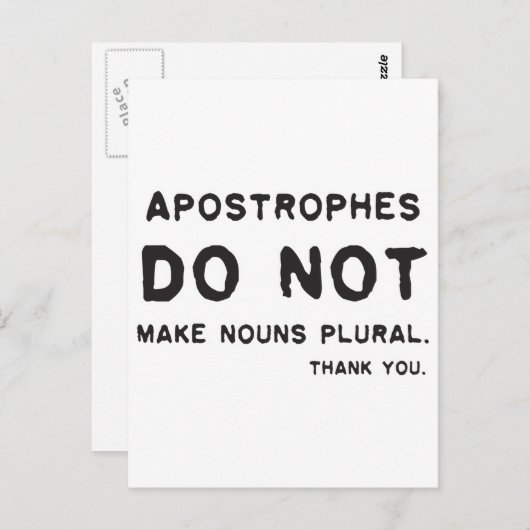 Carte Postale Utilisation d'Apostrophe (Devant / Derrière)