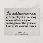 Carte Postale Utilisation des dons de Dieu 1 Pierre 4:10 (Devant)