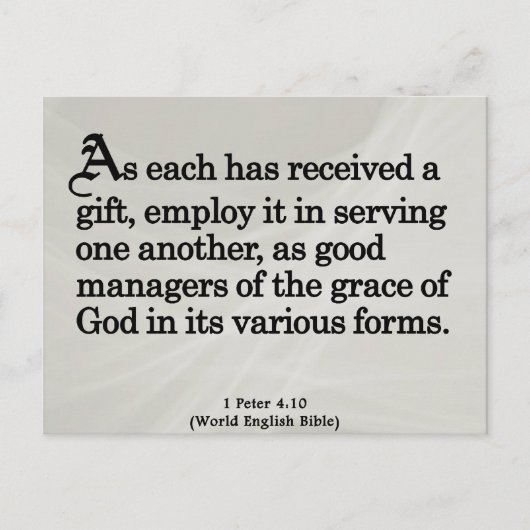 Carte Postale Utilisation des dons de Dieu 1 Pierre 4:10 (Devant)