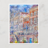 Carte Postale Utrecht Pays-Bas vintage voyage aquarelle (Devant)