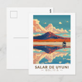 Carte Postale Uyuni Salt Flat Bolivia Motorcycle Travel Art (Devant / Derrière)