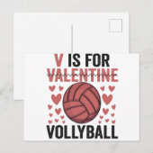 Carte Postale V est pour la Saint-Valentin drôle de volley-ball  (Devant / Derrière)