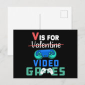 Carte Postale V est pour les jeux vidéo Funny Valentines Gamer (Devant / Derrière)