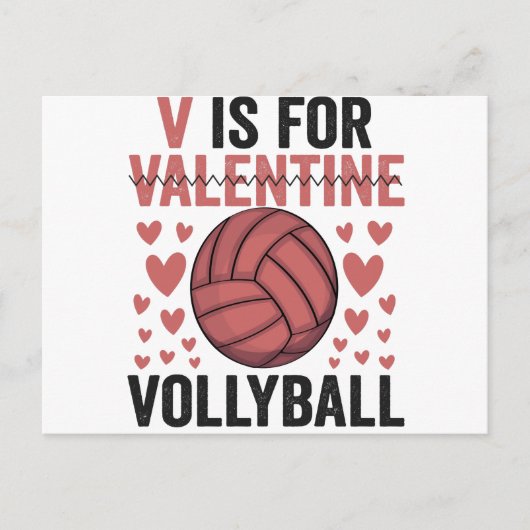 Carte Postale V est pour Saint-Valentin Volleyball drôle Amoureu (Devant)