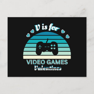 Carte Postale V pour Jeux Vidéo pas Valentines - Funny Retro Col