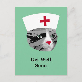 Carte Postale Va Bien Bientôt Infirmière Chat