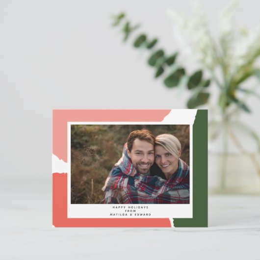 Carte Postale vacances abstrait vert rose (Debout devant)