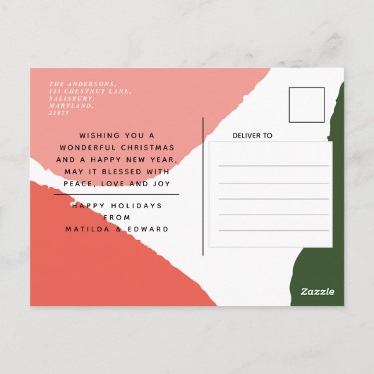 Carte Postale vacances abstrait vert rose (Dos)