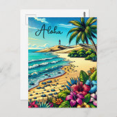 Carte Postale Vacances Aloha Océan Tropical (Devant / Derrière)