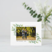 Carte Postale Vacances aquarelle Feuilles Photo moderne (Debout devant)