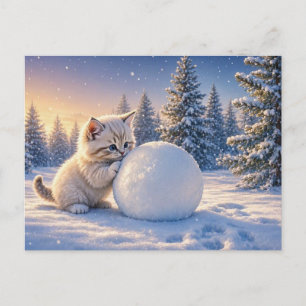 Carte Postale Vacances de la Kitty neige • Noël de chat d'hiver