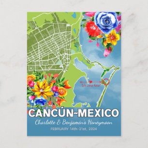 Carte Postale Vacances de lune de miel romantiques à Cancun Mexi