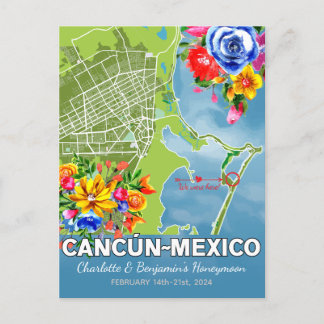 Carte Postale Vacances de lune de miel romantiques à Cancun Mexi