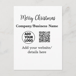 Carte Postale vacances de noël ajoutez logo de l'entreprise nom