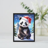 Carte Postale Vacances de Noël Cute Père Noël Panda (Debout devant)