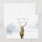 Carte Postale Vacances de Noël Hiver Cerf Élégant Script (Devant / Derrière)