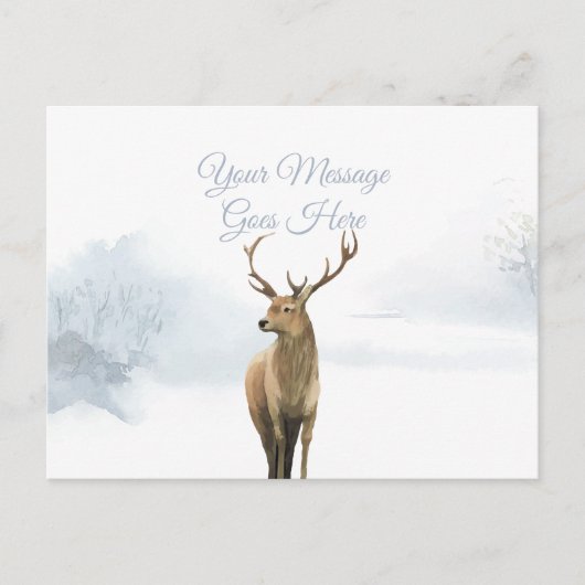 Carte Postale Vacances de Noël Hiver Cerf Élégant Script (Devant)