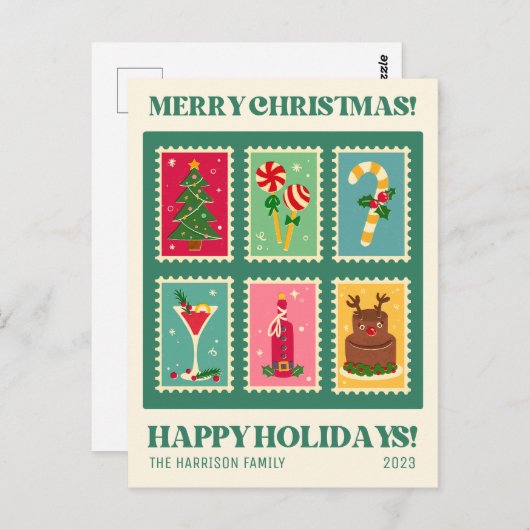 Carte Postale Vacances de Noël rétro (Devant / Derrière)