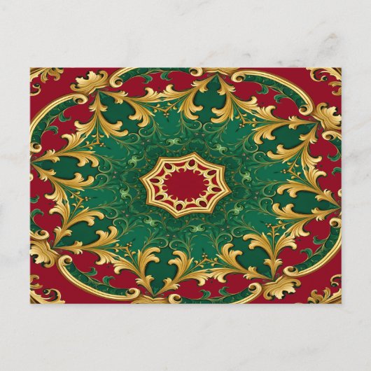 Carte Postale Vacances de Noël Rouge Vert (Devant)