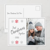 Carte Postale Vacances de Noël Script photo de saison (Devant / Derrière)