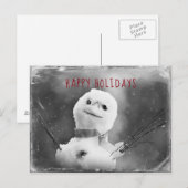 Carte Postale Vacances de Snowman noir et blanc (Devant / Derrière)