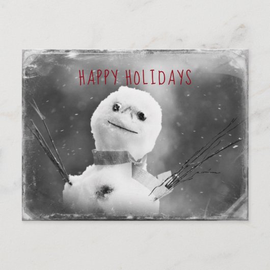 Carte Postale Vacances de Snowman noir et blanc (Devant)