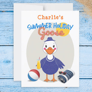 Carte Postale Vacances d'été Canard Fou Cartoon Rétro Mignon