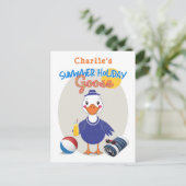 Carte Postale Vacances d'été Silence Goose Cute Cartoon Retro (Debout devant)