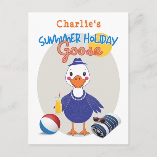 Carte Postale Vacances d'été Silence Goose Cute Cartoon Retro (Devant)