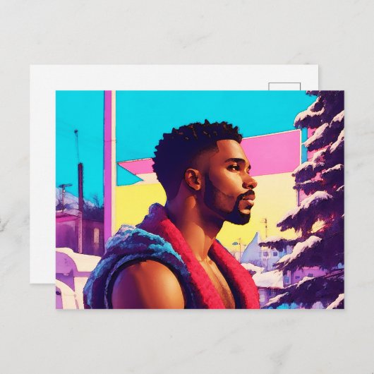 Carte Postale Vacances d'hiver Hunk 01 (Devant / Derrière)