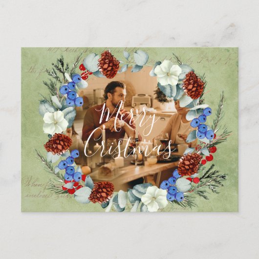 Carte Postale Vacances d'hiver Noël Photo encadrée Berry Pine (Devant)