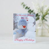 Carte Postale Vacances d'hiver Salutation Snowman (Debout devant)