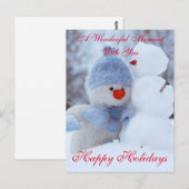 Carte Postale Vacances d'hiver Salutation Snowman (Devant / Derrière)