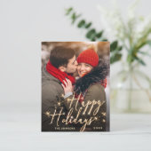 Carte Postale Vacances d'or moderne accueil de Noël (Debout devant)