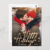 Carte Postale Vacances d'or moderne accueil de Noël (Devant / Derrière)