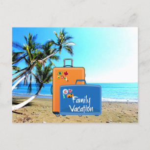 Carte Postale Vacances en famille, paysage tropical,