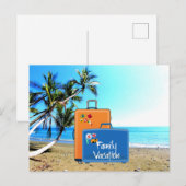 Carte Postale Vacances en famille, paysage tropical, (Devant / Derrière)