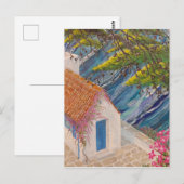 Carte Postale Vacances grecques bleu et rose (Devant / Derrière)