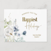 Carte Postale Vacances Happy Élégantes, Vacances Hiver Verdure (Devant)