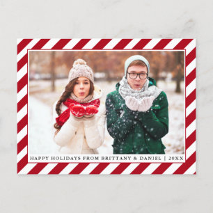 Carte Postale Vacances Joyeuses Modernes Photo Red Stripes