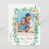 Carte Postale Vacances Joyeuses Tropicales 1-Photo Florale (Devant / Derrière)