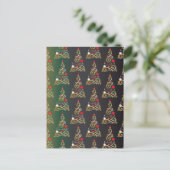 Carte Postale Vacances matte vert or motif de Noël (Debout devant)