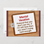 Carte Postale Vacances mentales (Devant / Derrière)