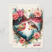 Carte postale Vacances Oiseaux Aquarelles (Devant / Derrière)