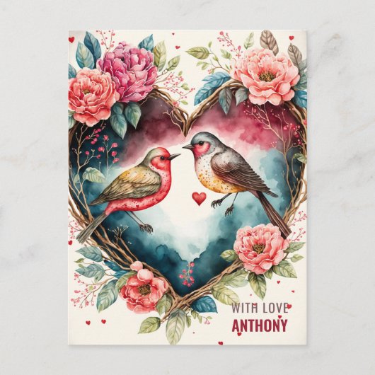 Carte postale Vacances Oiseaux Aquarelles (Devant)