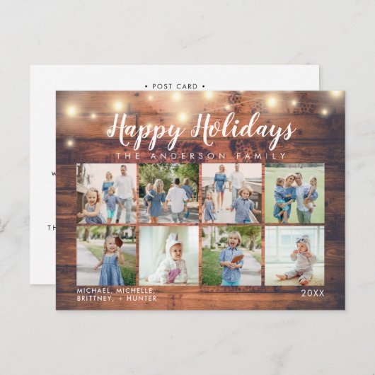 Carte Postale Vacances photo en bois rustique (Devant / Derrière)