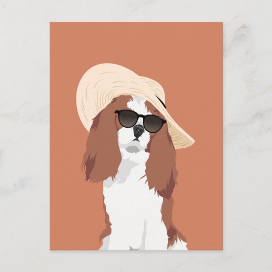 Carte Postale Vacances Plage Cute Cavalier King Charles Spaniel (Devant)