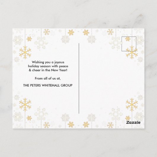 Carte Postale Vacances simples et heureux Snowflake Gold Grey Bu (Dos)